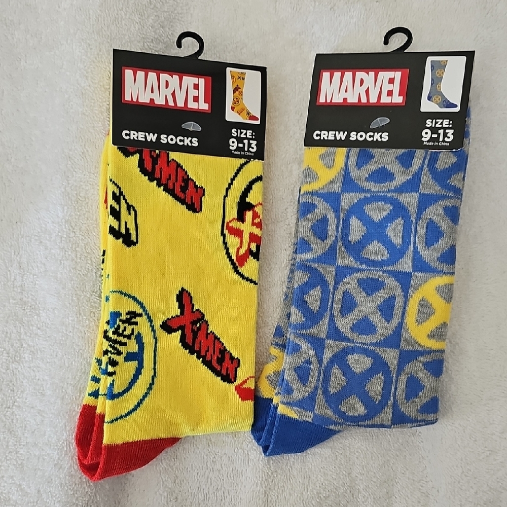 Marvel X-Men Yellow and Blue Crew Socks Set
